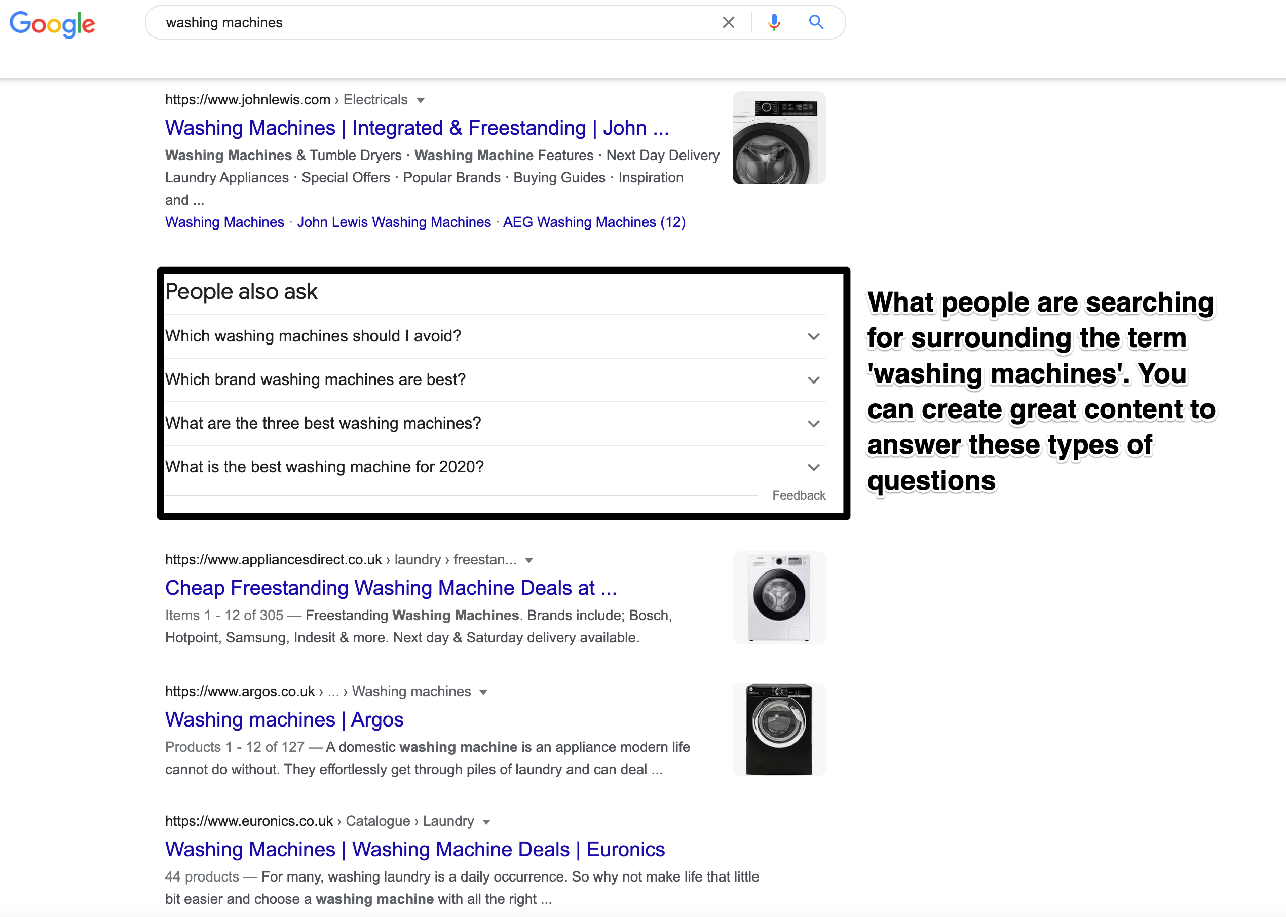 Image showing Google recommending other search queries that people are looking for related to a keyword