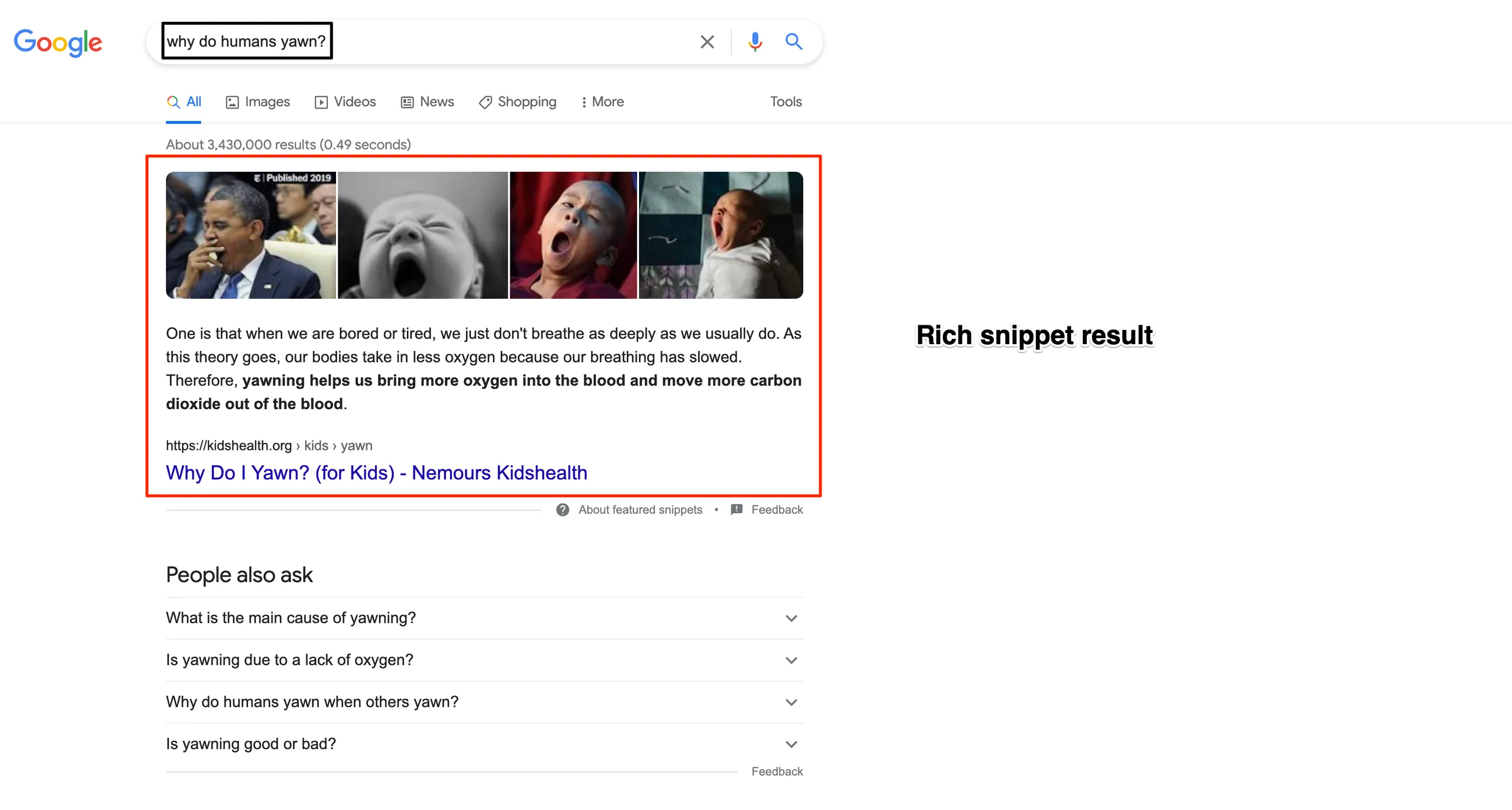 Image showing rich snippets
