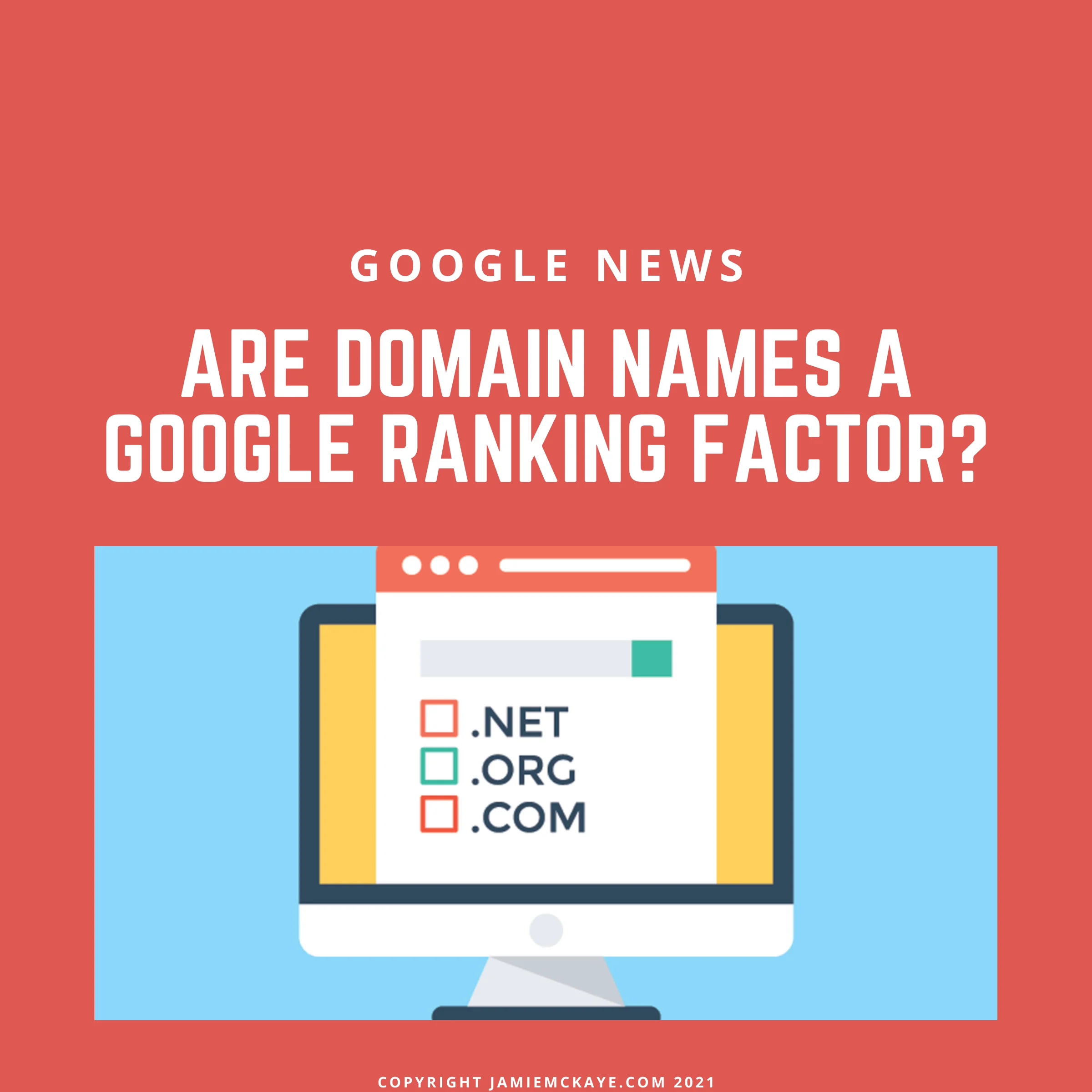 Banner posing whether or not domain names are a ranking factor