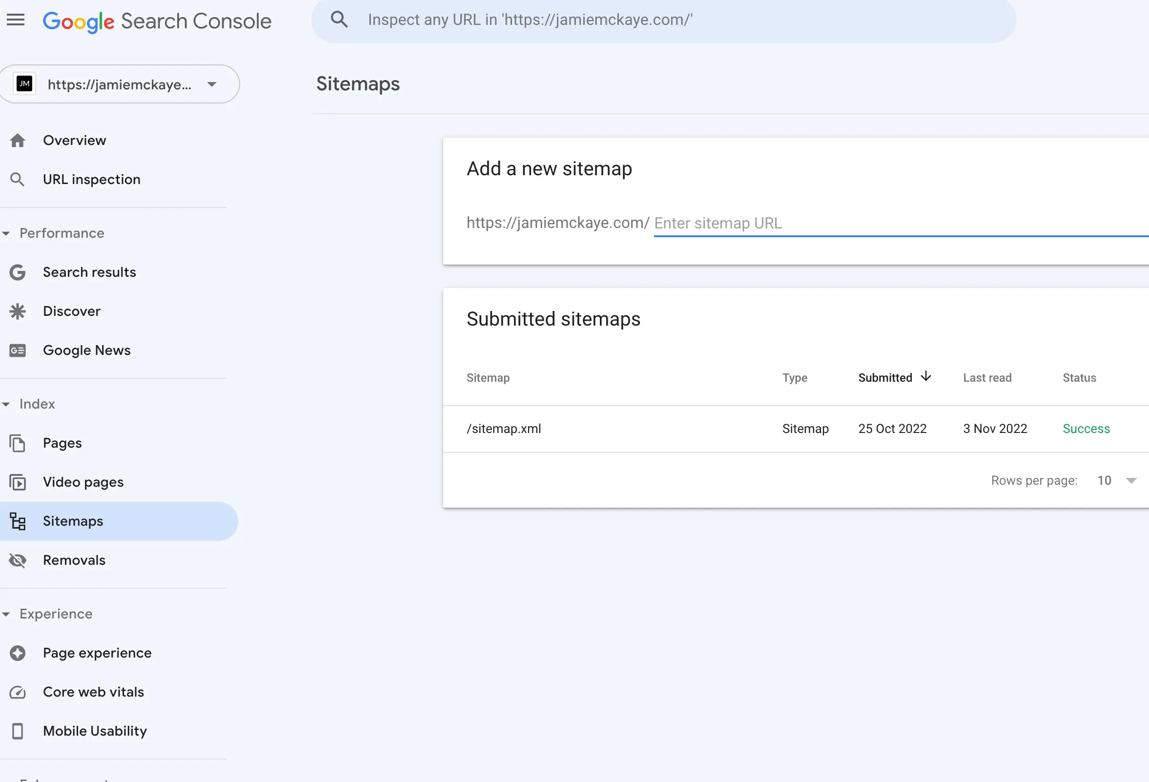 example of sitemaps on search console